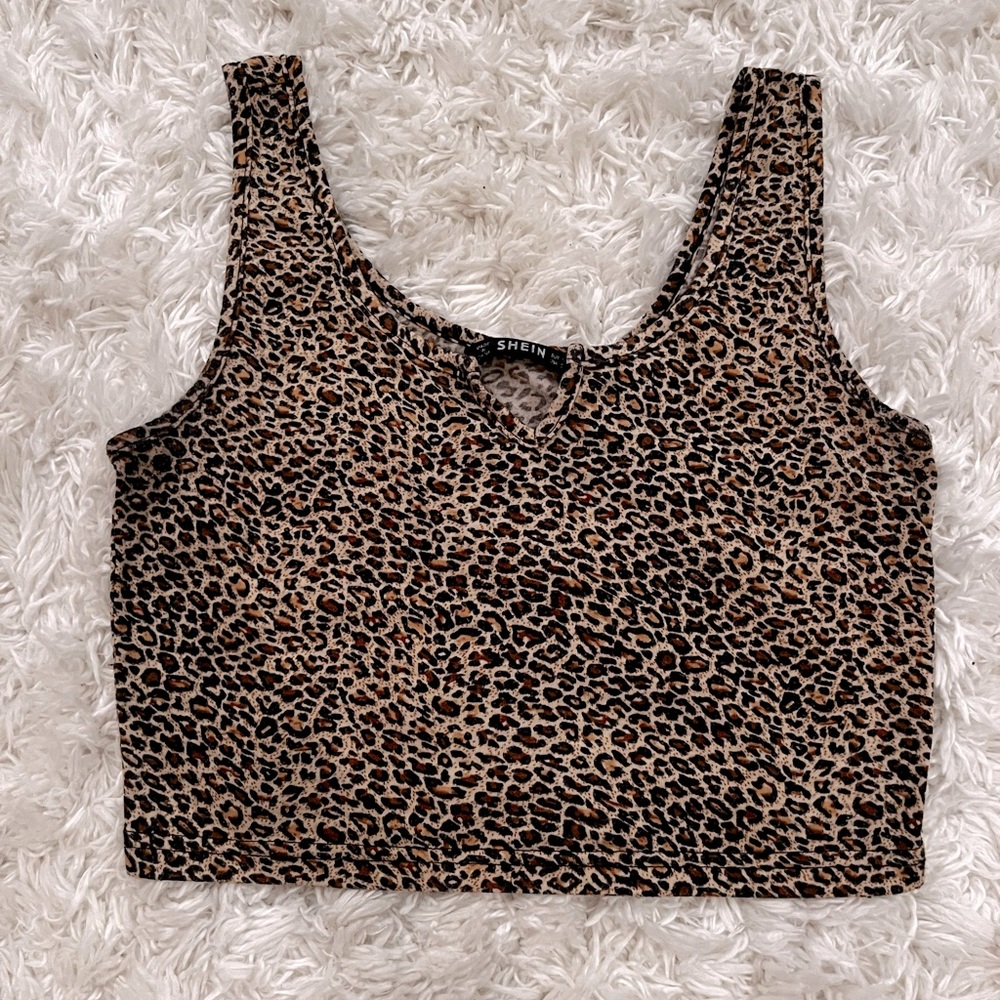 Cheetah Print Cropped Tank Top